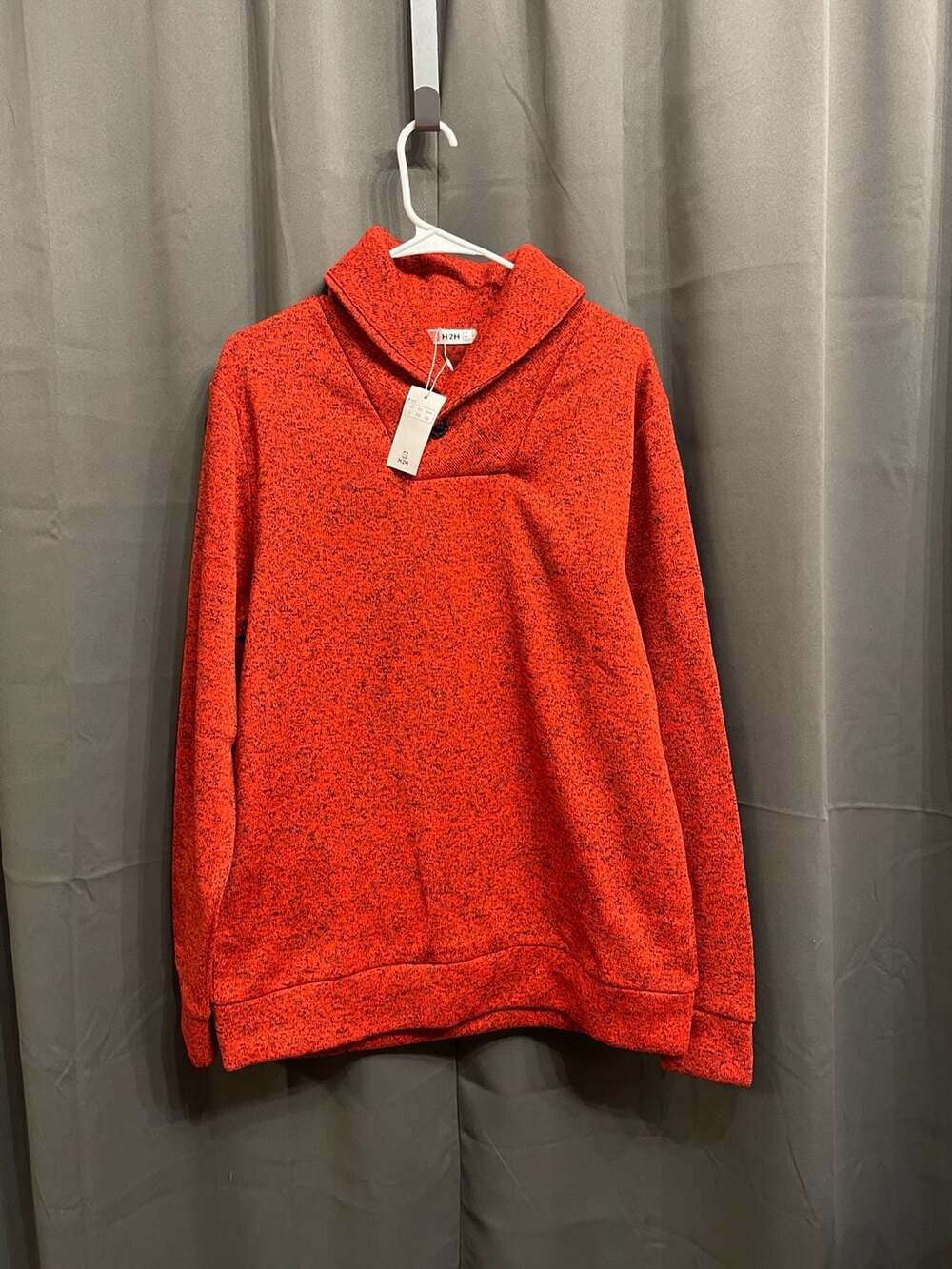 H2H Men's Casual Slim Fit Shawl Collar Pullover Sweater Red L NWT